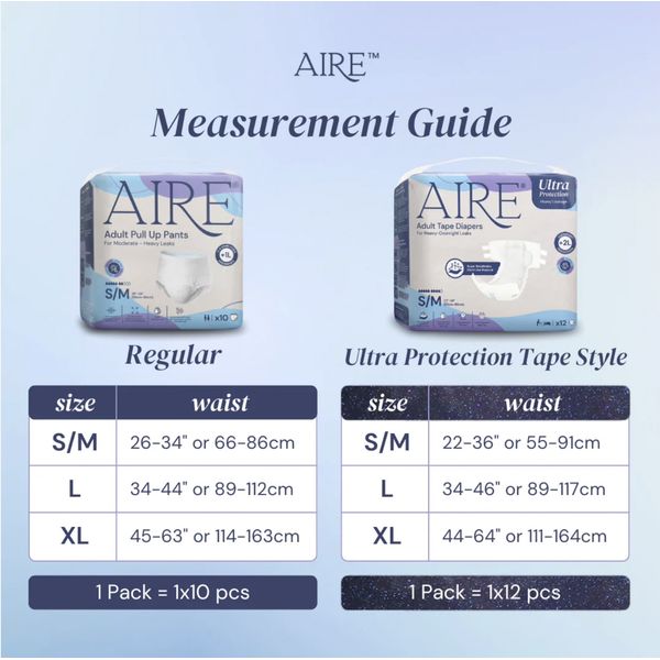 [mobileaid] Aire Adult Ultra Tape Diapers - Size S/M/L/XL 12's per pack [LOCAL SG DELIVERY]