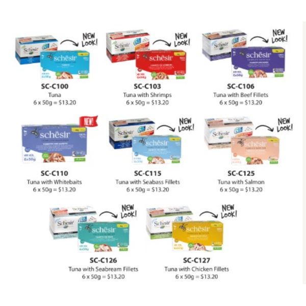 [mPets] Schesir Cat Wet Food Canned (50g) Sets of 6 [LOCAL SG DELIVERY]