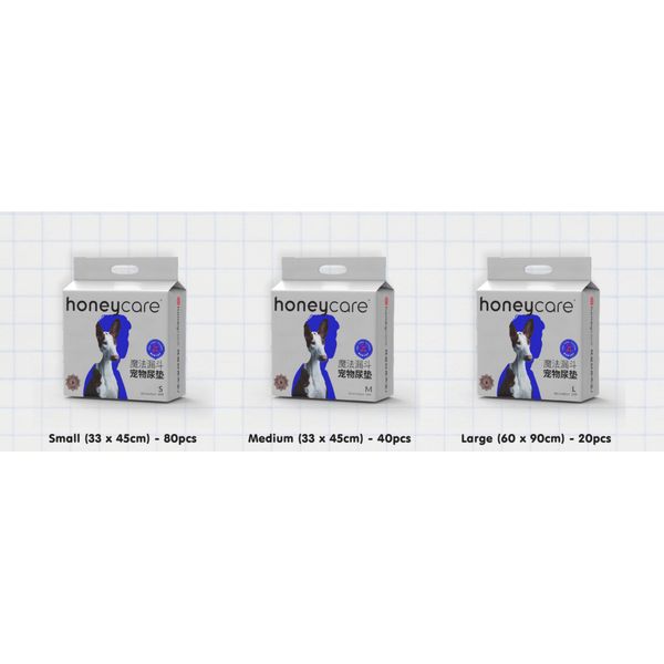 [mPets] HoneyCare Pet Training Pads Small - 80 pcs/Medium - 40 pcs/Large - 20's [LOCAL SG DELIVERY]