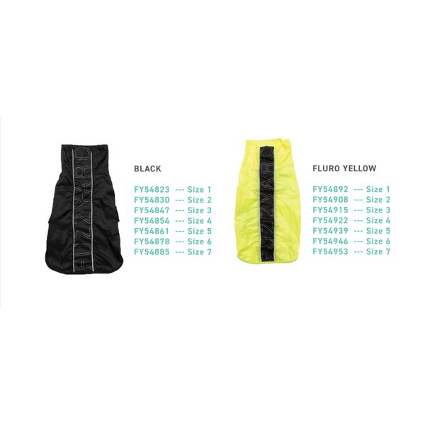[mPets] FuzzYard Osaka Raincoat Black/Fluro Yellow Size 1/2/3/4/5/6/7 for pets [LOCAL SG DELIVERY]