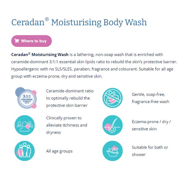 [Dermaceutica] Ceradan Moisturising Wash with Pump 280ml/500ml [LOCAL SG DELIVERY]