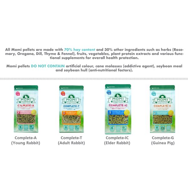 [mPets] Momi Complete - A/T/IC/G 1kg (For Rabbits and Guinea Pigs) [LOCAL SG DELIVERY]