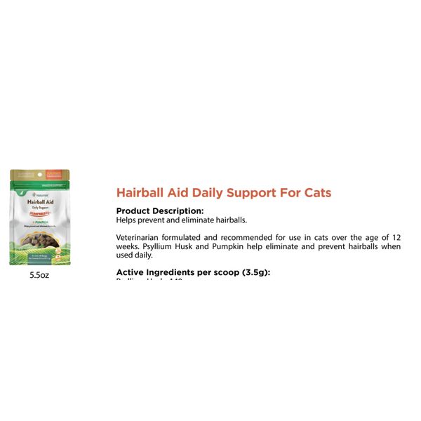 [mPets] NaturVet Hairball Aid Daily Support Scoopables for Cats 5.5oz [LOCAL SG DELIVERY]