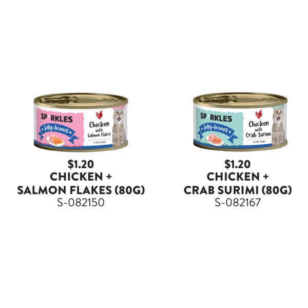 [mPets] Sparkles Cat Wet Food - Jellylicious - Added Taurine (80g Tin) [LOCAL SG DELIVERY]