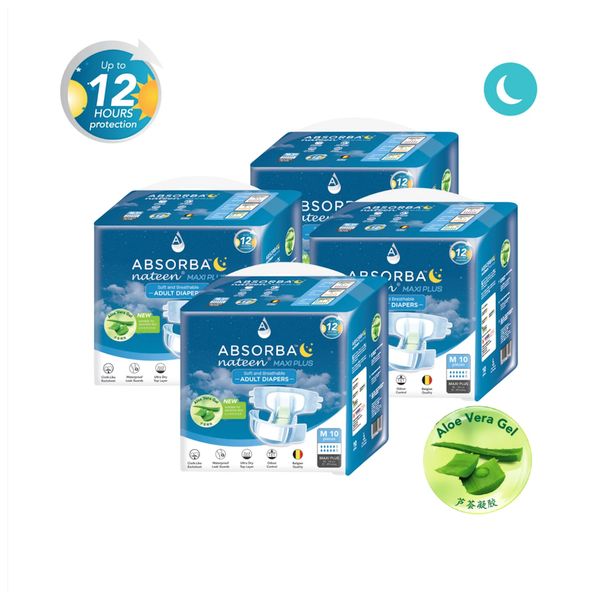 Absorba Nateen Maxi Plus (Adult Diapers - 10 Pieces per pack) Medium/Large