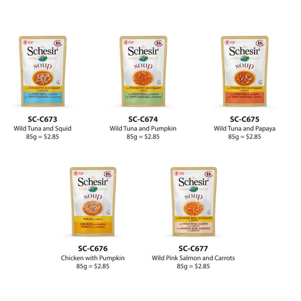 [mPets] Schesir Cat Food Pouches in Soup (85g) [LOCAL SG DELIVERY]
