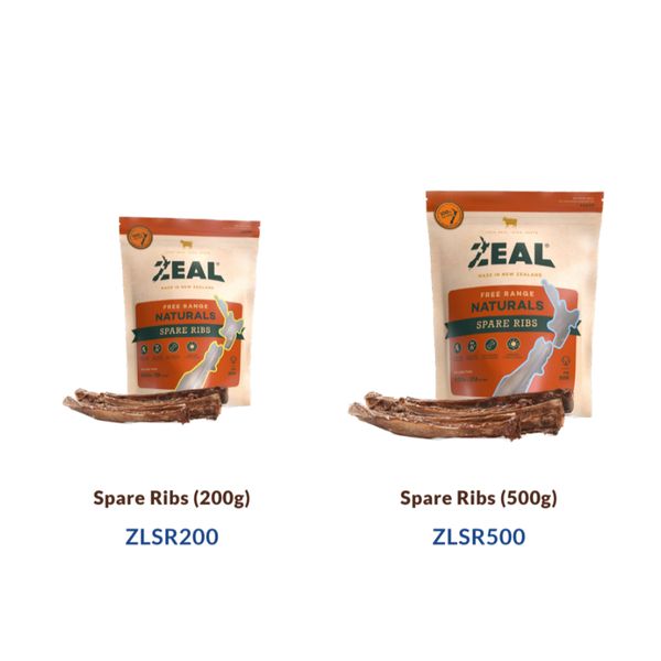 [mPets] Zeal Free Range Naturals Dog Spare Ribs Treat Pouches (200g,500g) [LOCAL SG DELIVERY]