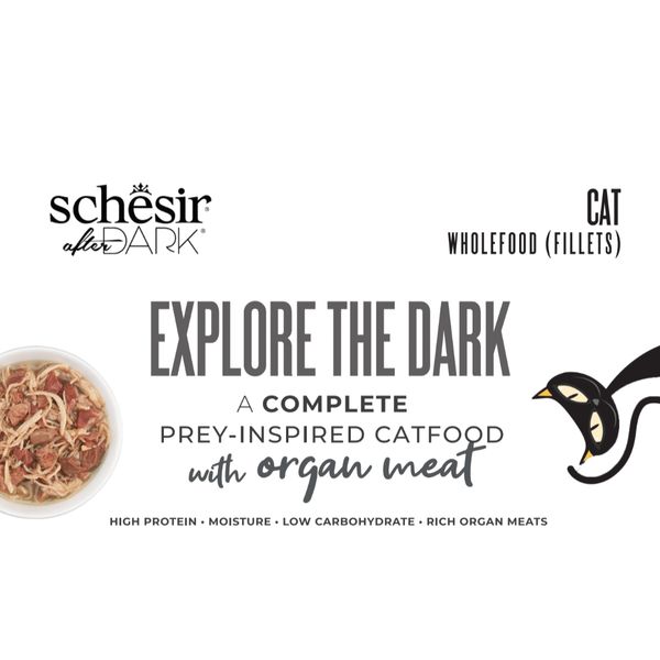 [mPets] Schesir Cat After Dark Range WholeFood (Fillets) Can - Low Carb, High Protein with Rich Organ Meats (80g Tin) [LOCAL SG DELIVERY]