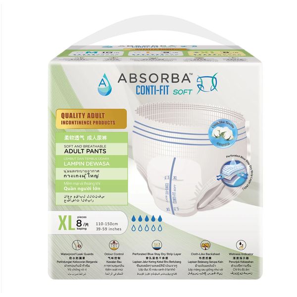 [mobileaid] Absorba Conti-Fit Soft Adult Pants (Medium - 10 pieces per pack; Large - 9 pieces per pack; Extra Large - 8 pieces per pack) [LOCAL SG DELIVERY]