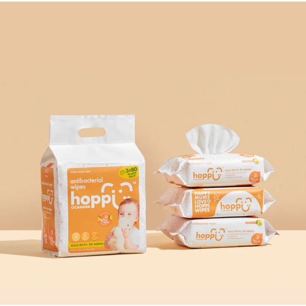 hoppi Baby Antibacterial Wipes 80 wipes per pack