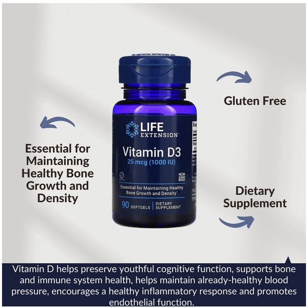 [mfoods] Life Extension, Vitamin D3, Supports Bone & Immune Health | Anti Aging & Longevity Supplements | 60-250 Softgels [LOCAL SG DELIVERY]