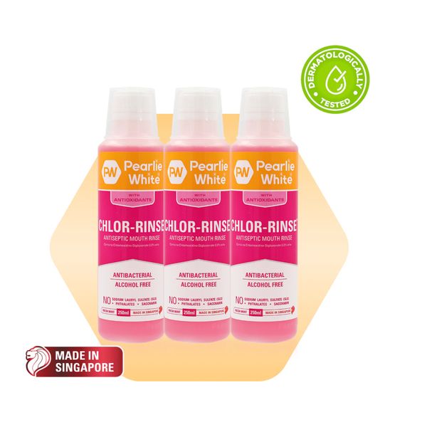 [mobileaid] Pearlie White Chlor-Rinse Normal/ Plus Antiseptic Mouth Rinse 250ml - Triple Pack [LOCAL SG DELIVERY]