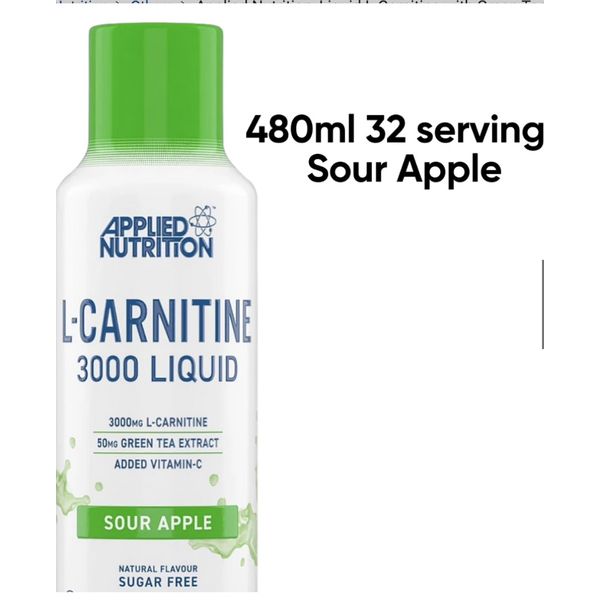 [mfoods] Applied Nutrition, Liquid L-Carnitine with Green Tea & Vitamin C, Fat Burner & Energy Boost Supplement, 3000mg 480ml [LOCAL SG DELIVERY]