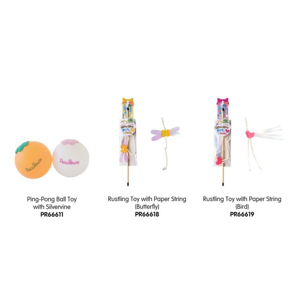 [mPets] Petz Route Cat Toys - Ping-Pong Ball Toy with Silvervine/Rustling Toy with Paper String (Butterfly/Bird) [LOCAL SG DELIVERY]