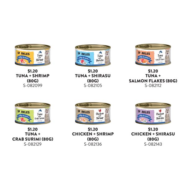 [mPets] Sparkles Cat Wet Food - Jellylicious - Added Taurine (80g Tin) [LOCAL SG DELIVERY]