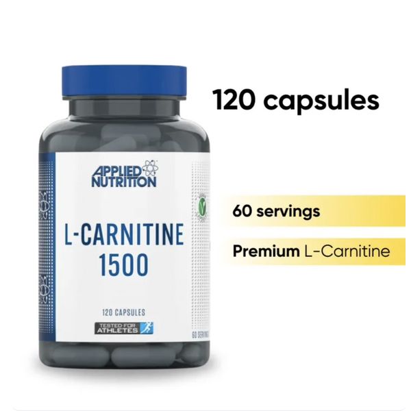 [mfoods] Applied Nutrition, L-Carnitine, Fat Burner, Performance, Endurance, Energy Boost, Halal Supplement, 1500mg 120 caps [LOCAL SG DELIVERY]