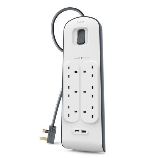 [mtech] BELKIN 4/6/8 OUTLET SURGE PROTECTION STRIP W/2USB PORT[LOCAL SG DELIVERY] - 8 Outlets